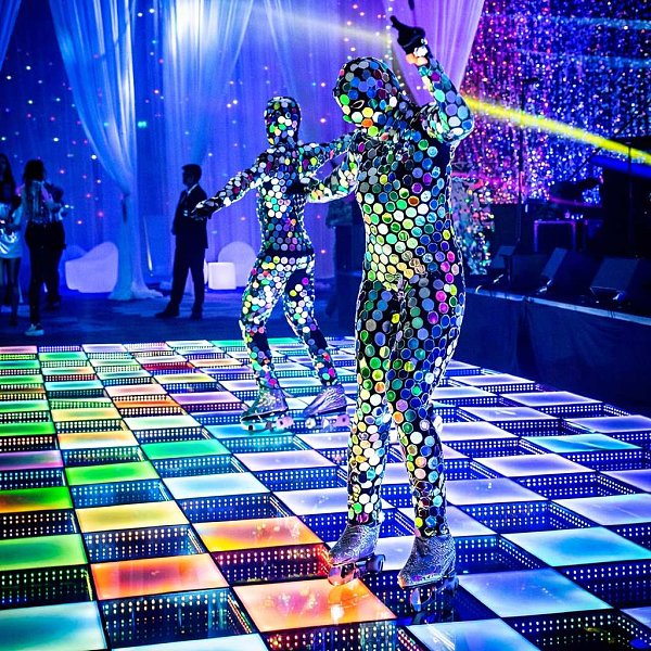 Portable party floors with plug-and-play setup and interactivemodes, suitable for birthdays,private events, and rentalinventories.