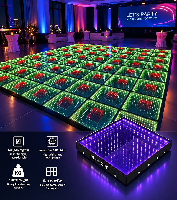 Double 3D LED Dance Floor – Nested Infinity Mirror Design