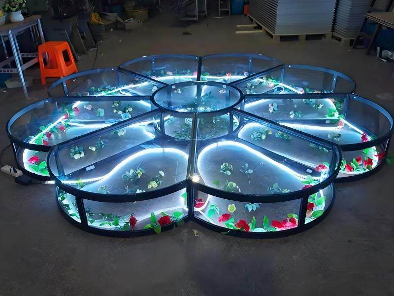Custom-designed-irregular-catwalk-with-floral-dance-floor