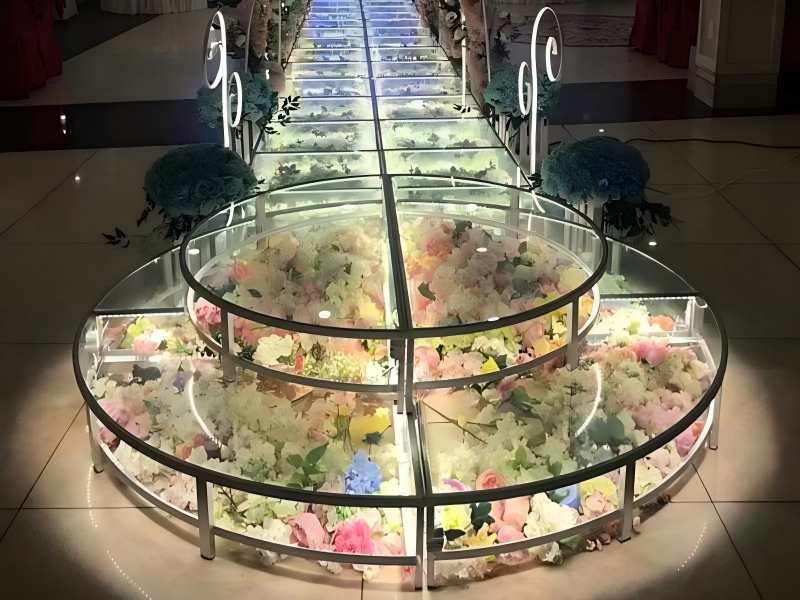 Customized-circular-T-stage-with-floral-LED-dance-floor