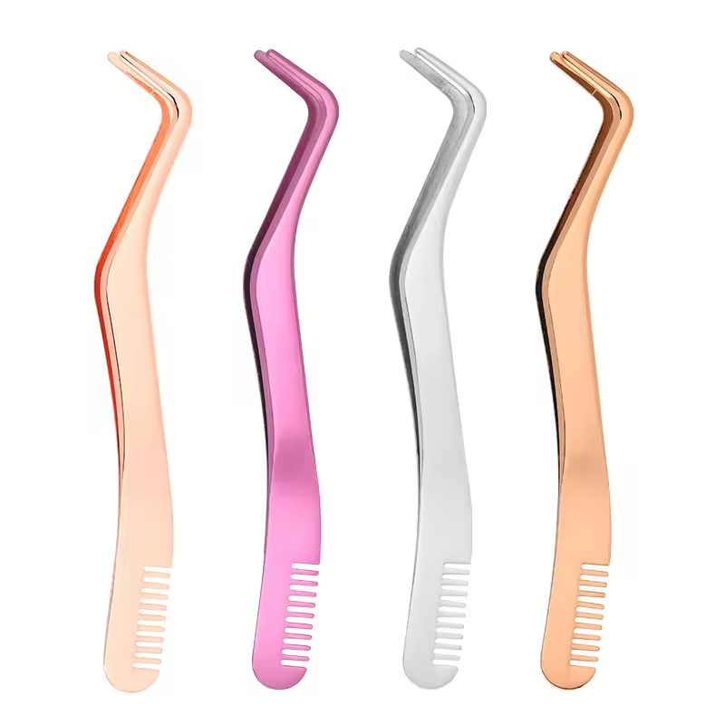 The most favorable price for stainless steel eyebrow tweezers, eyelash applicator tools, eyelash tweezers with comb, used for eyelash extension