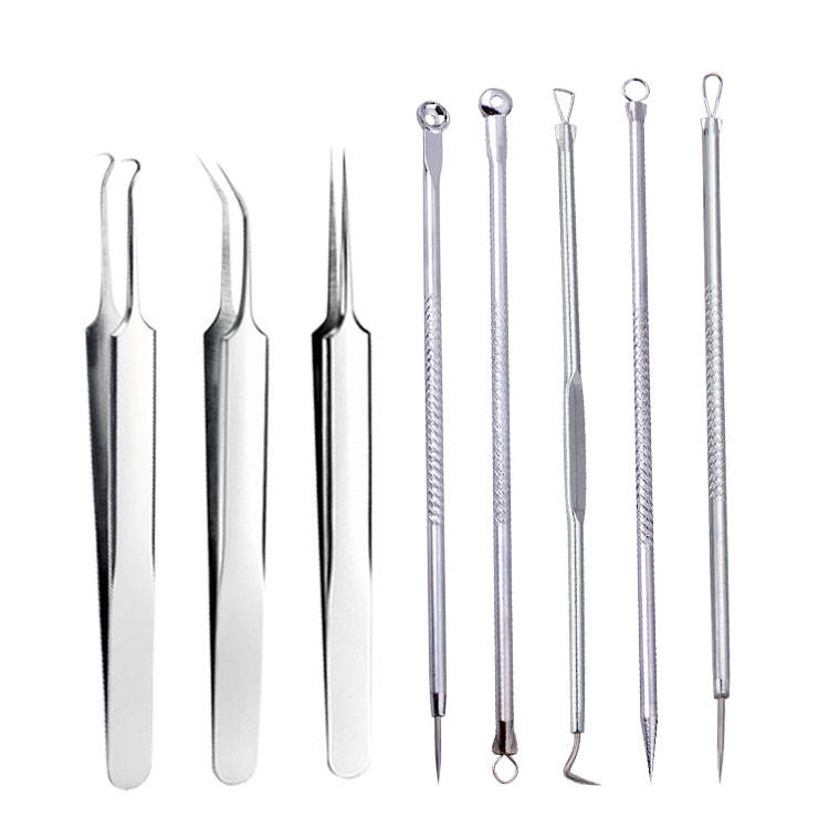 Stainless steel acne removal tool set, acne facial tool, blackhead acne remover