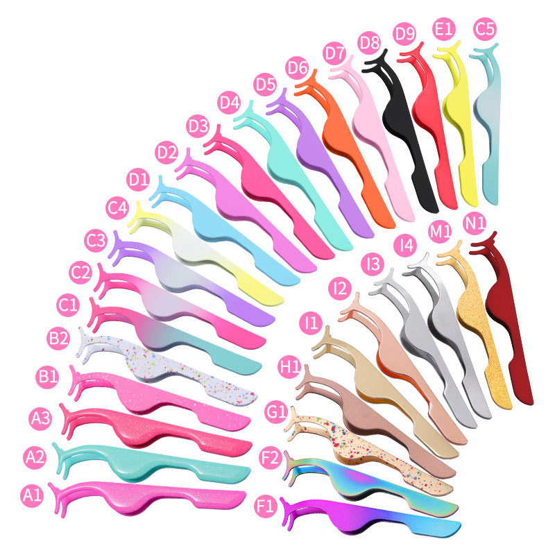Eyelash curler grafting aid tweezers