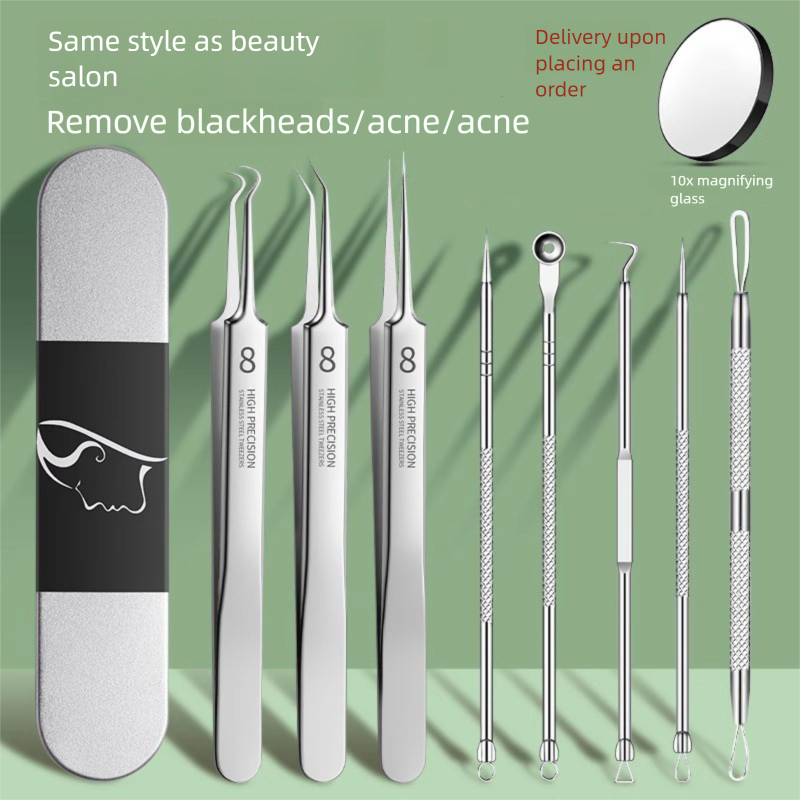 Acne needle, cell clip set, pimple popping tool, blackhead scraper, tweezers, ultra-fine pore cleaner, acne picker, beauty special