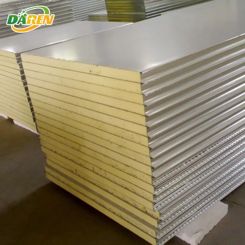 Rock Wool Color Steel Sandwich Panel Water/Fire Resistant Eco-Friendly Cold Room Food Pharmaceutical Purification Board Medical