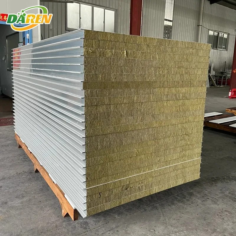 Rock Wool Color Steel Sandwich Panel Water/Fire Resistant Eco-Friendly Cold Room Food Pharmaceutical Purification Board Medical