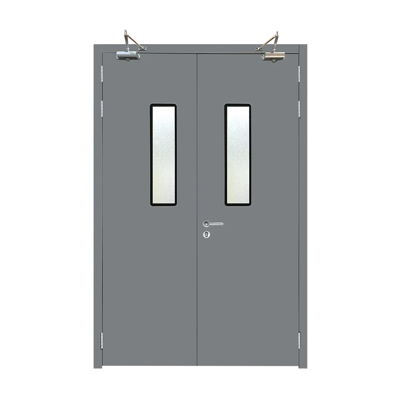 Electric double-leaf swing steel door