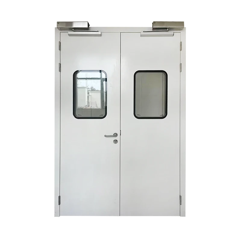 Electric double-leaf swing steel door