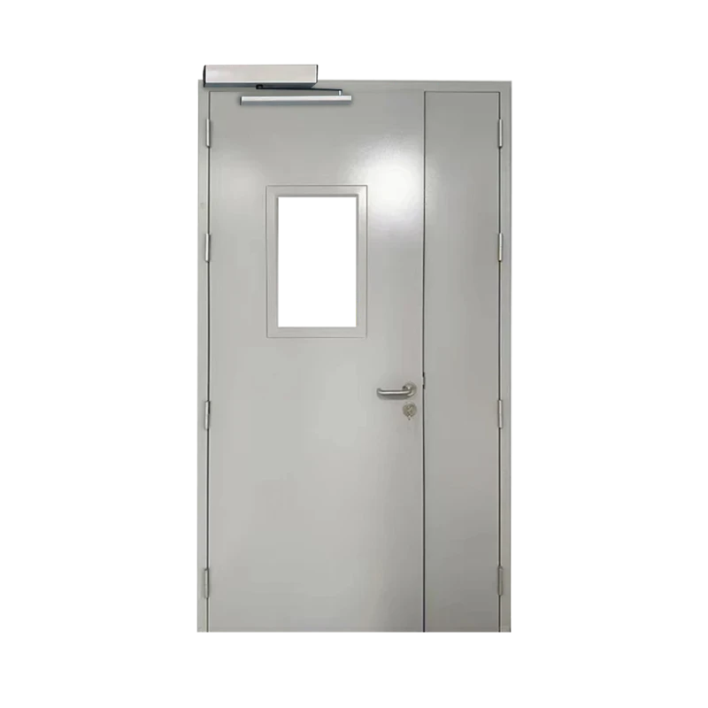 Electric double-leaf swing steel door
