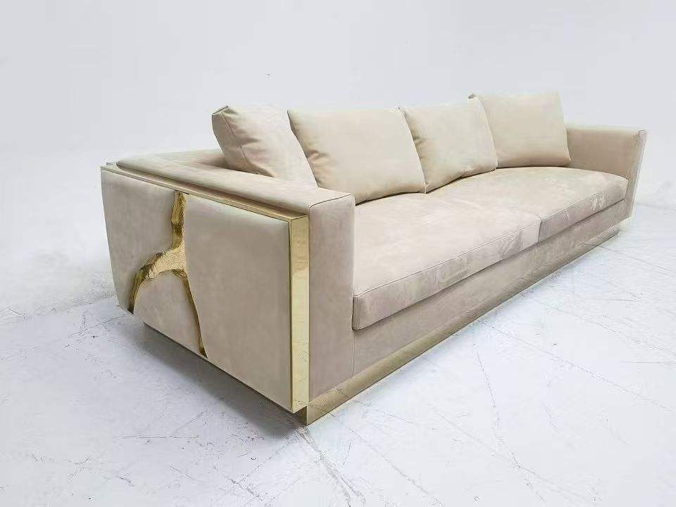 Luxury Indoor Home Furniture Modern Apartment Sectional Sofa Set with Chenille Cover and Sponge Filling