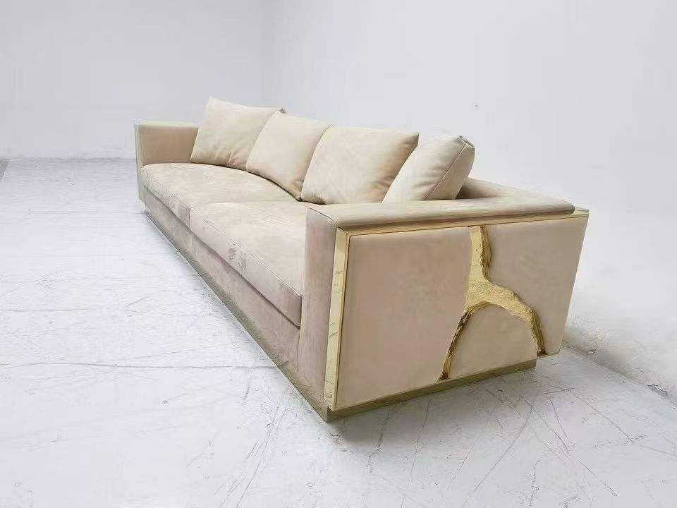 Luxury Indoor Home Furniture Modern Apartment Sectional Sofa Set with Chenille Cover and Sponge Filling