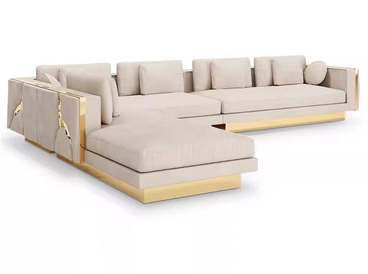 Luxury Indoor Home Furniture Modern Apartment Sectional Sofa Set with Chenille Cover and Sponge Filling
