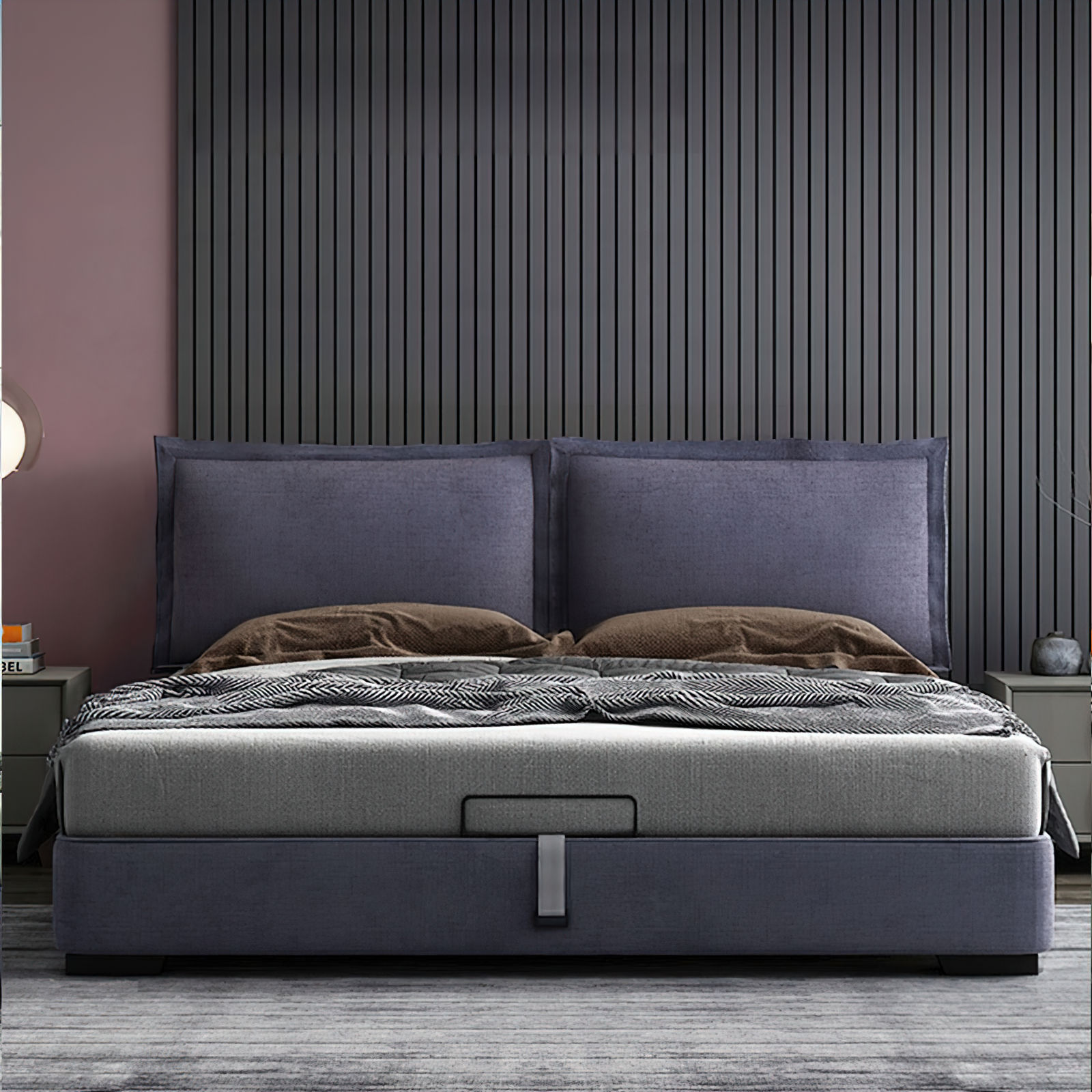 Modern solid wood upholstered bed with custom color, luxurious high-quality bedroom furniture