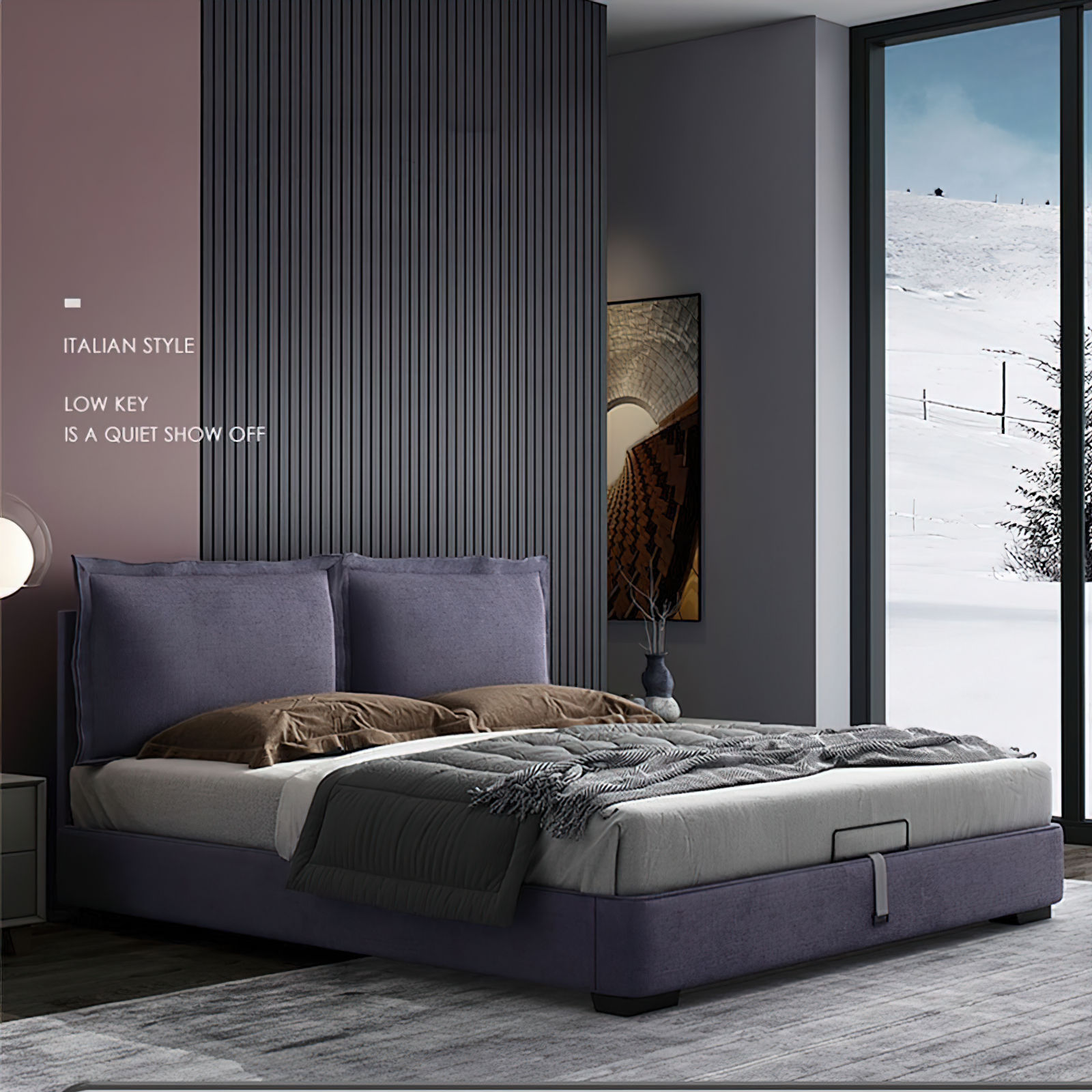 Modern solid wood upholstered bed with custom color, luxurious high-quality bedroom furniture