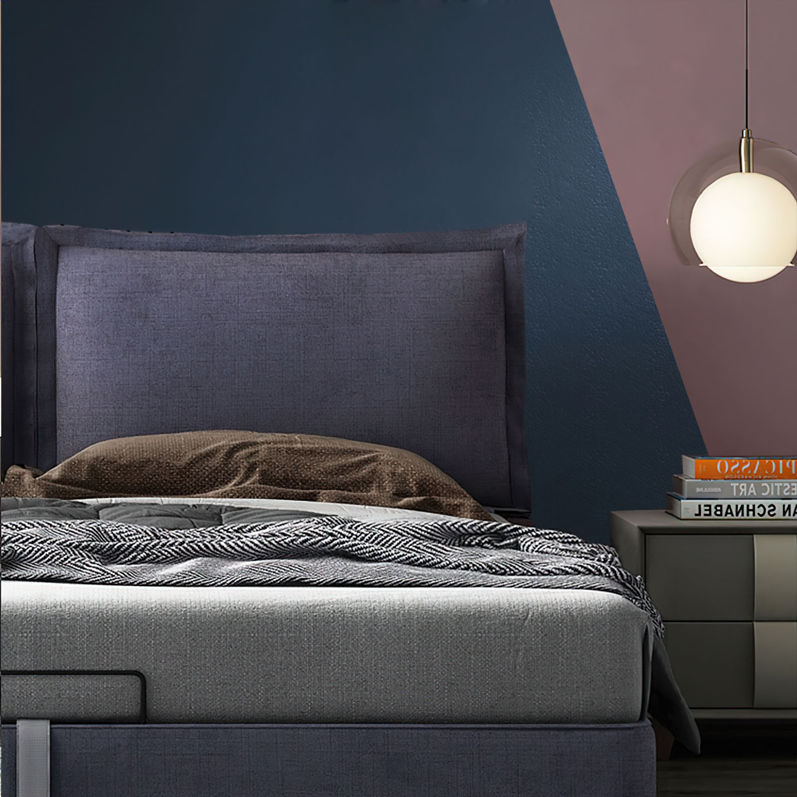 Modern solid wood upholstered bed with custom color, luxurious high-quality bedroom furniture