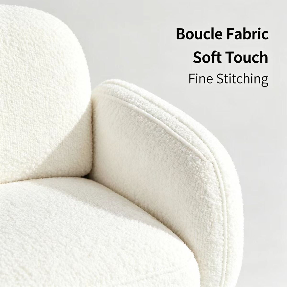 download Cream Teddy Fleece Armchair – Japandi Wabi-Sabi Single Lounge Chair with Wooden Legs for Living Room, Bedroom & Reading Corner