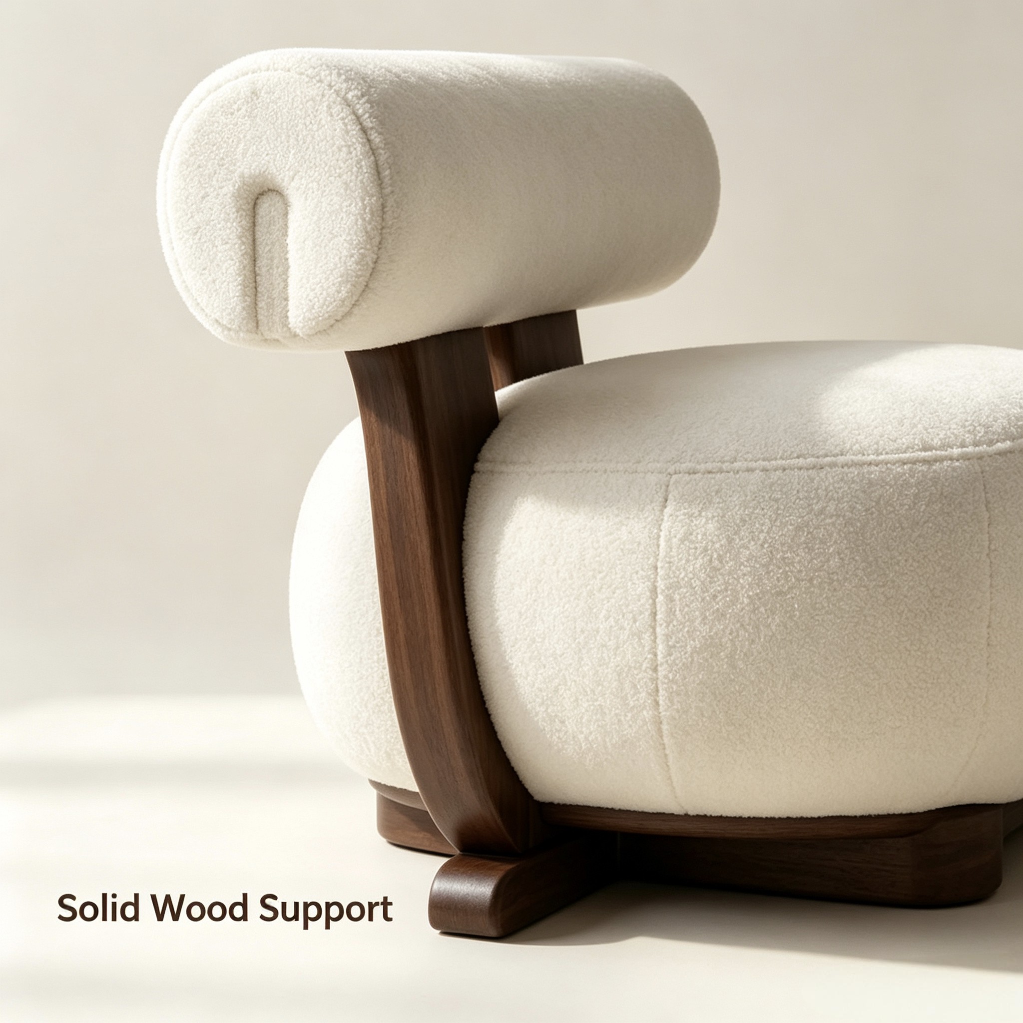 White Teddy Accent Chair – Plush Faux Fur Armchair with Solid Wood Legs for Living Room, Bedroom, Nursery