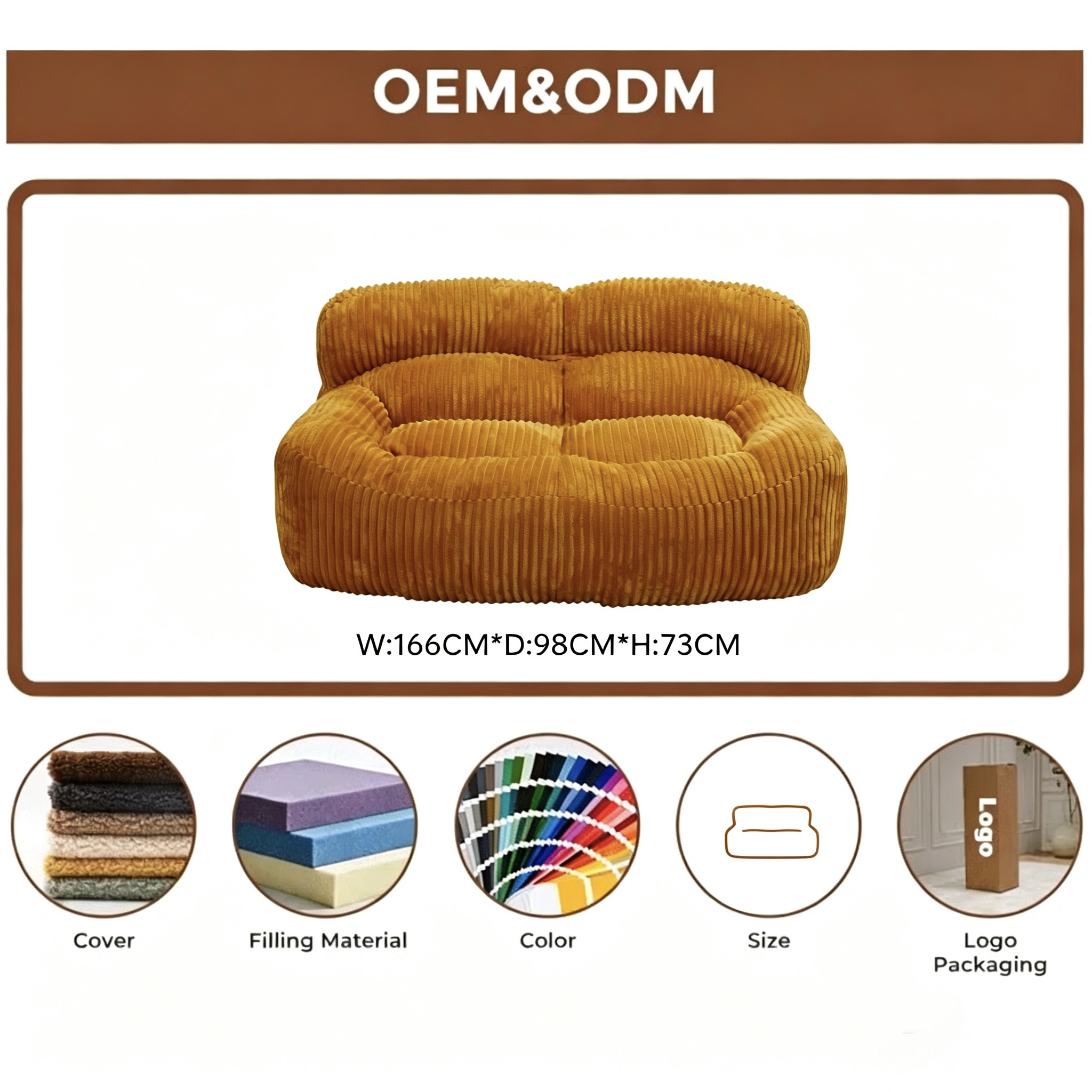 Modern L-Shaped Sofa Set with High-Elastic Sponge Filling for Living Room