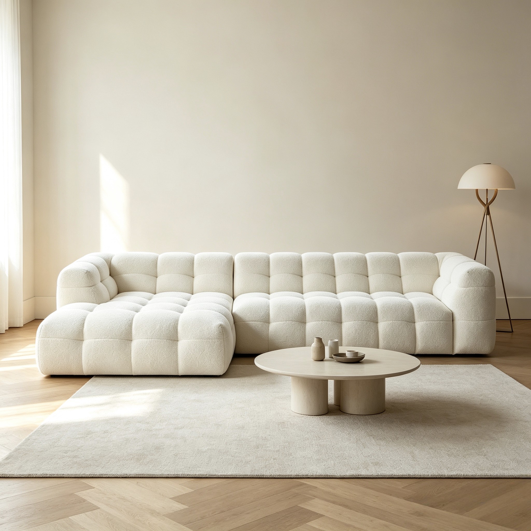 Modern L-Shaped Sofa Set with High-Elastic Sponge Filling for Living Room