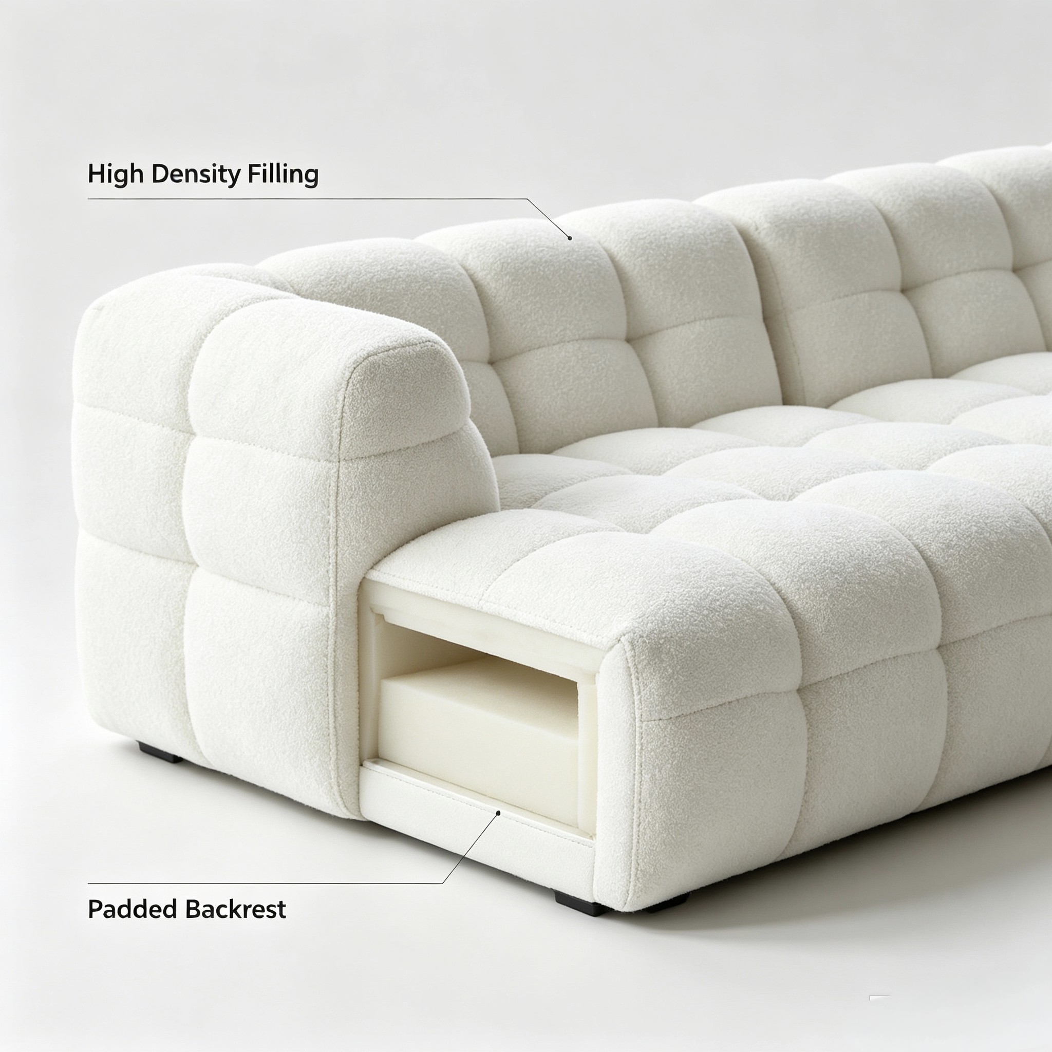 Modern L-Shaped Sofa Set with High-Elastic Sponge Filling for Living Room