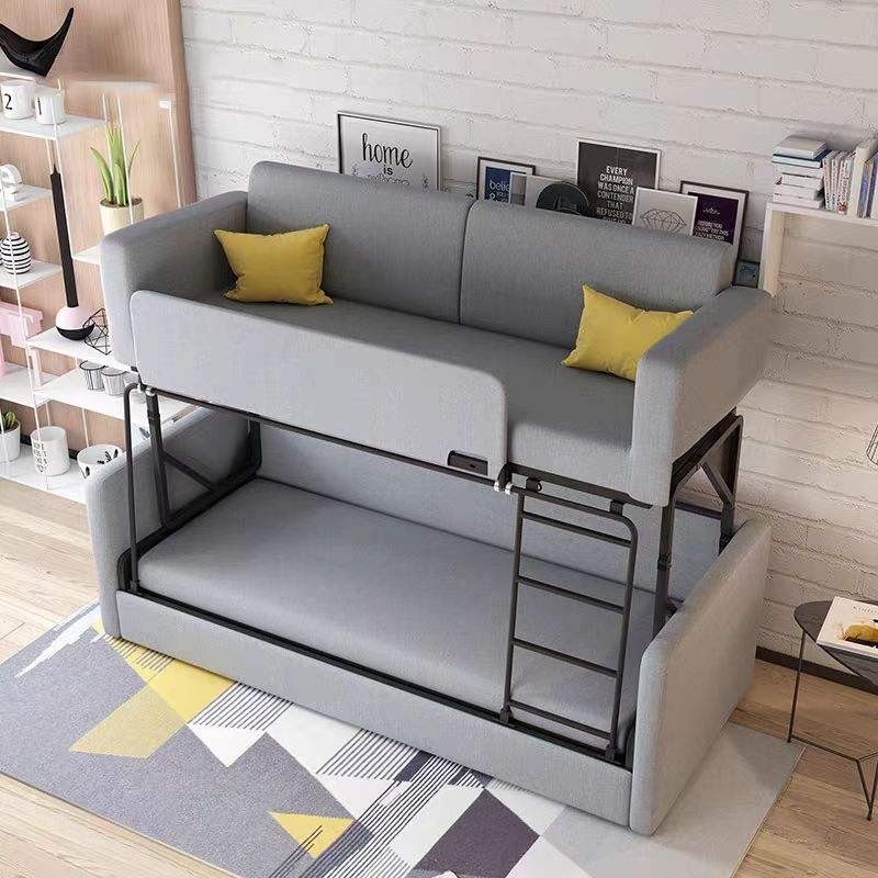 1788232862 Reddeboo Modern Metal Foldable Sofa Bunk Bed Fabric Upholstered for Living Room Hotel and Bedroom