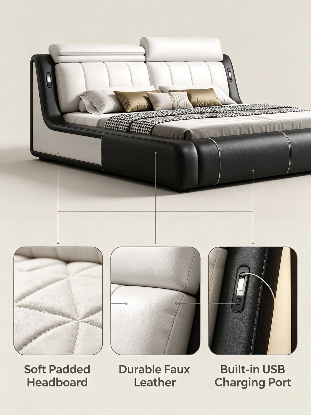 webwxgetmsgimg (24) Luxury Modern Leather King Size Bed with Silent Storage Base Functional Frame for Residential Project