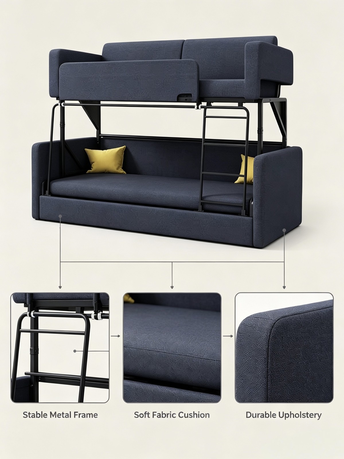 webwxgetmsgimg (46) Reddeboo Modern Metal Foldable Sofa Bunk Bed Fabric Upholstered for Living Room Hotel and Bedroom