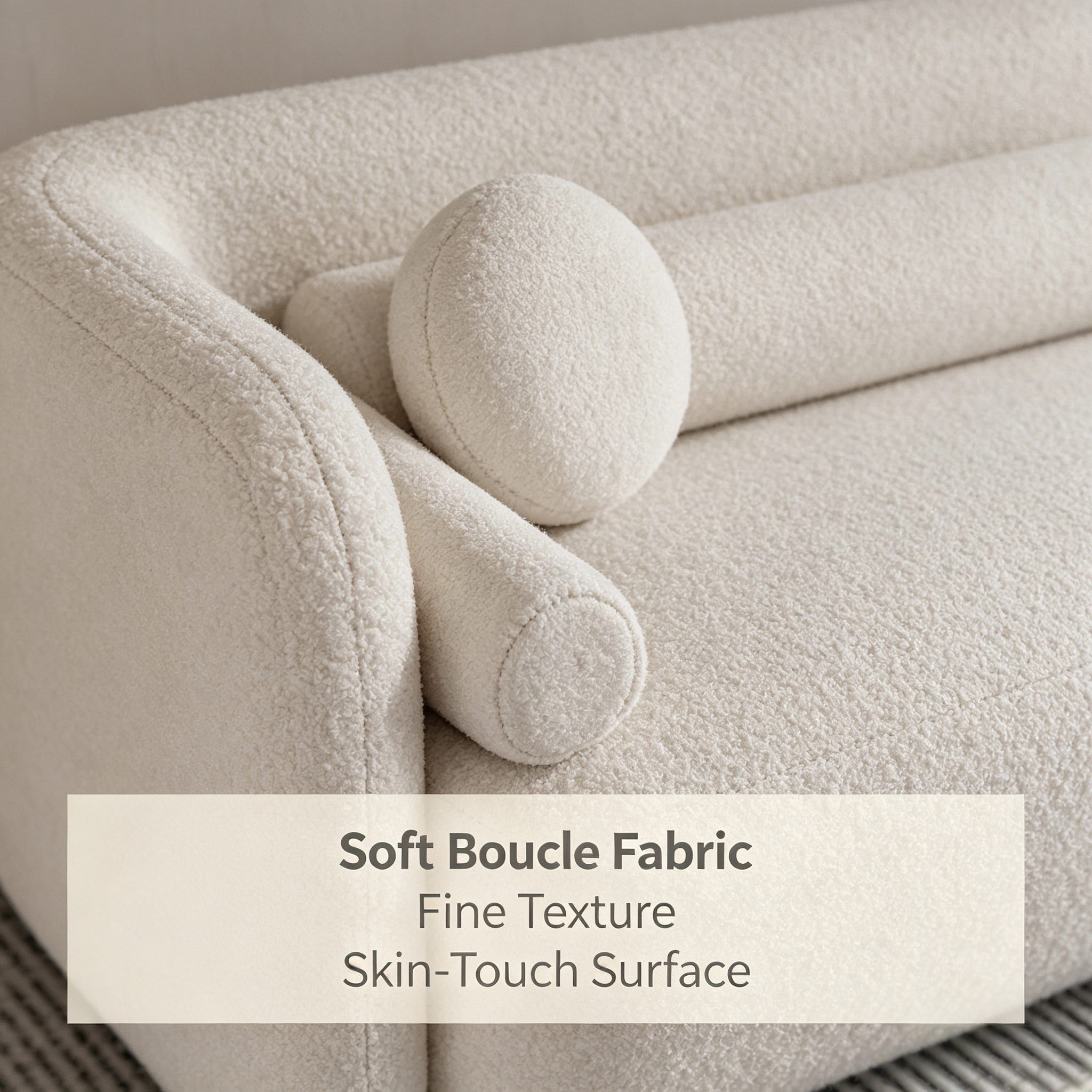 Modern 3-Seater Lambswool Fabric Sofa | Wabi-Sabi Style with Soft Cushions for Villa Hotel & Commercial Use