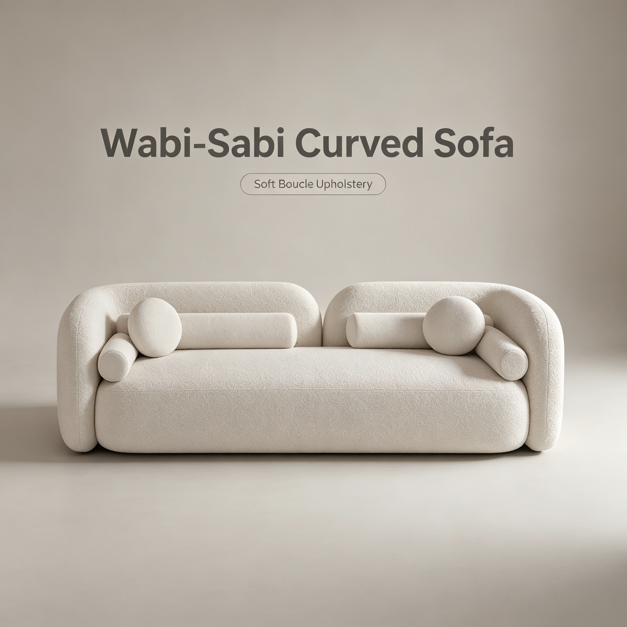 Modern 3-Seater Lambswool Fabric Sofa | Wabi-Sabi Style with Soft Cushions for Villa Hotel & Commercial Use