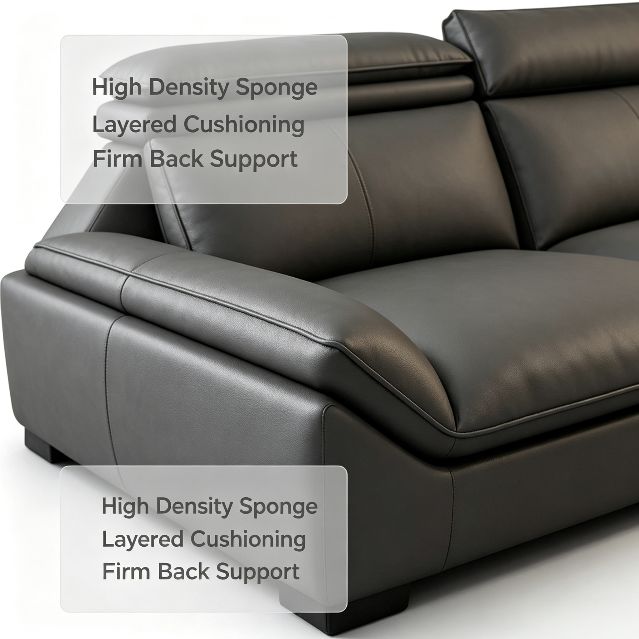 Italian Minimalist Genuine Leather Straight Sofa Set with Latex & Sponge Fill for Living Room Apartment New Style