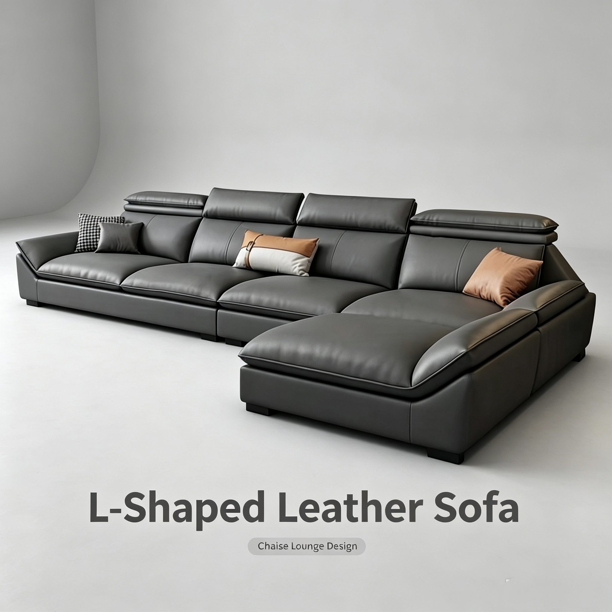 Italian Minimalist Genuine Leather Straight Sofa Set with Latex & Sponge Fill for Living Room Apartment New Style