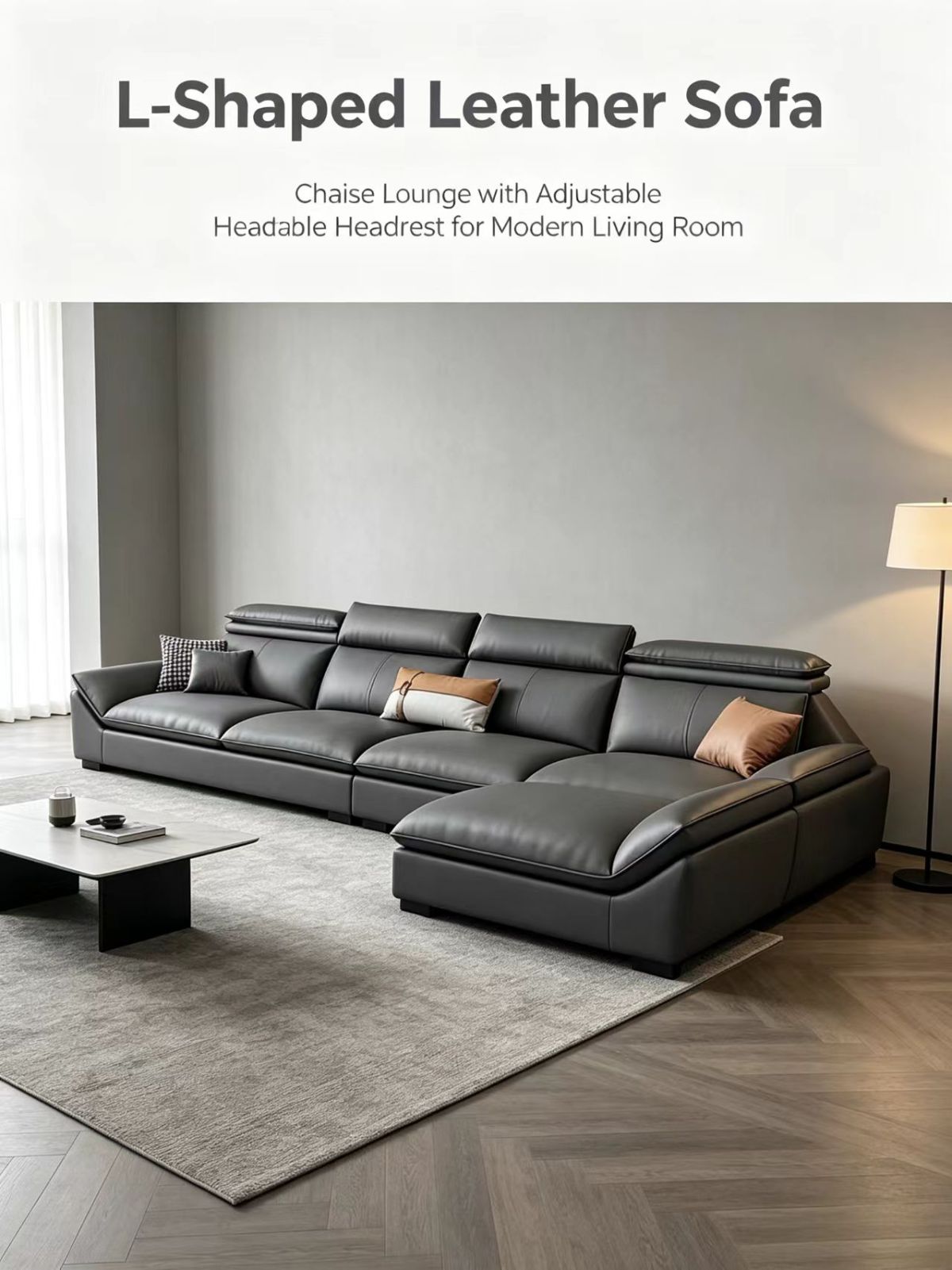 Italian Minimalist Genuine Leather Straight Sofa Set with Latex & Sponge Fill for Living Room Apartment New Style