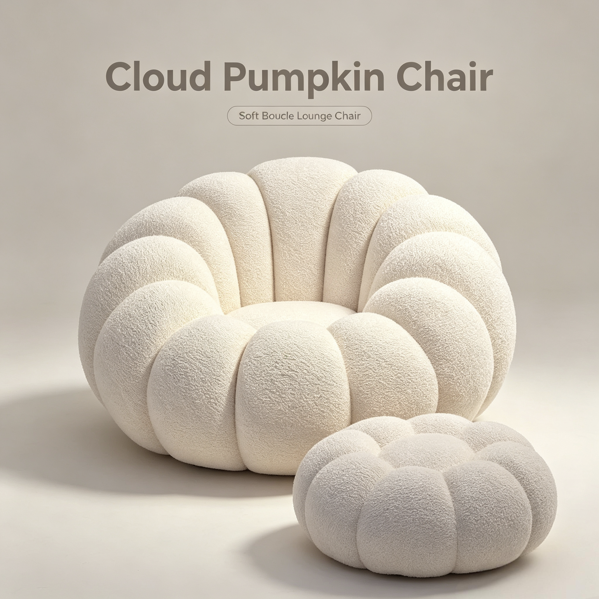Cream & Pumpkin Color Lazy Sofa Reclining Single Tatami Chair for Balcony Bedroom Home Decor