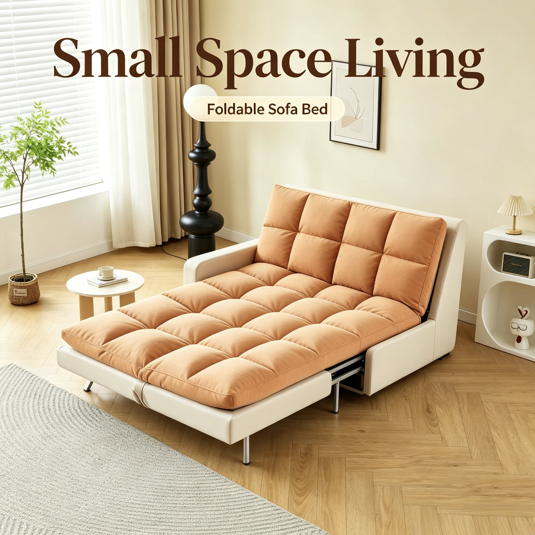 Hot Sale Modern Minimalist Space-Saving 3-in-1 Folding Sofa Bed with Adjustable Backrest Fabric for Living Room Bedroom