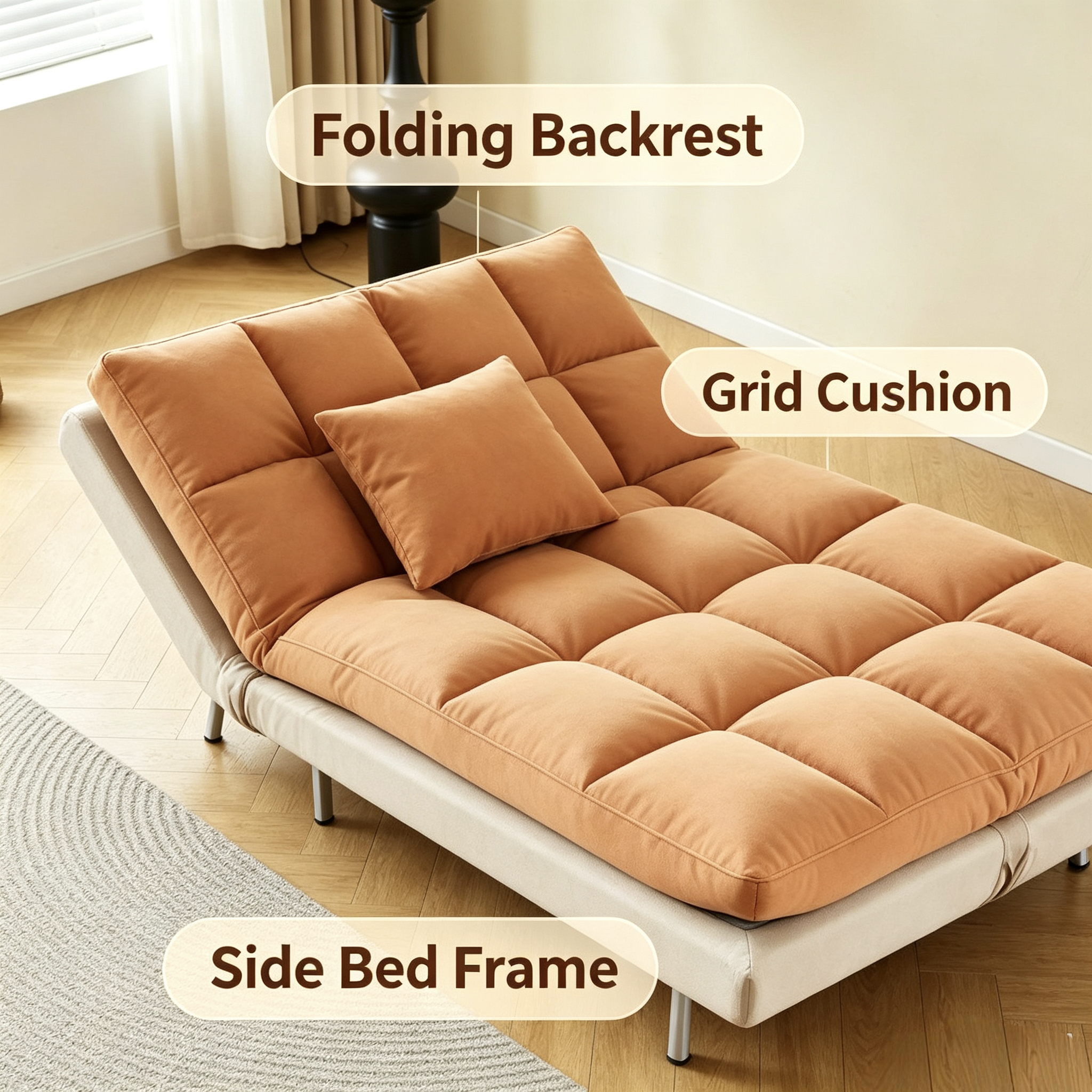 Hot Sale Modern Minimalist Space-Saving 3-in-1 Folding Sofa Bed with Adjustable Backrest Fabric for Living Room Bedroom