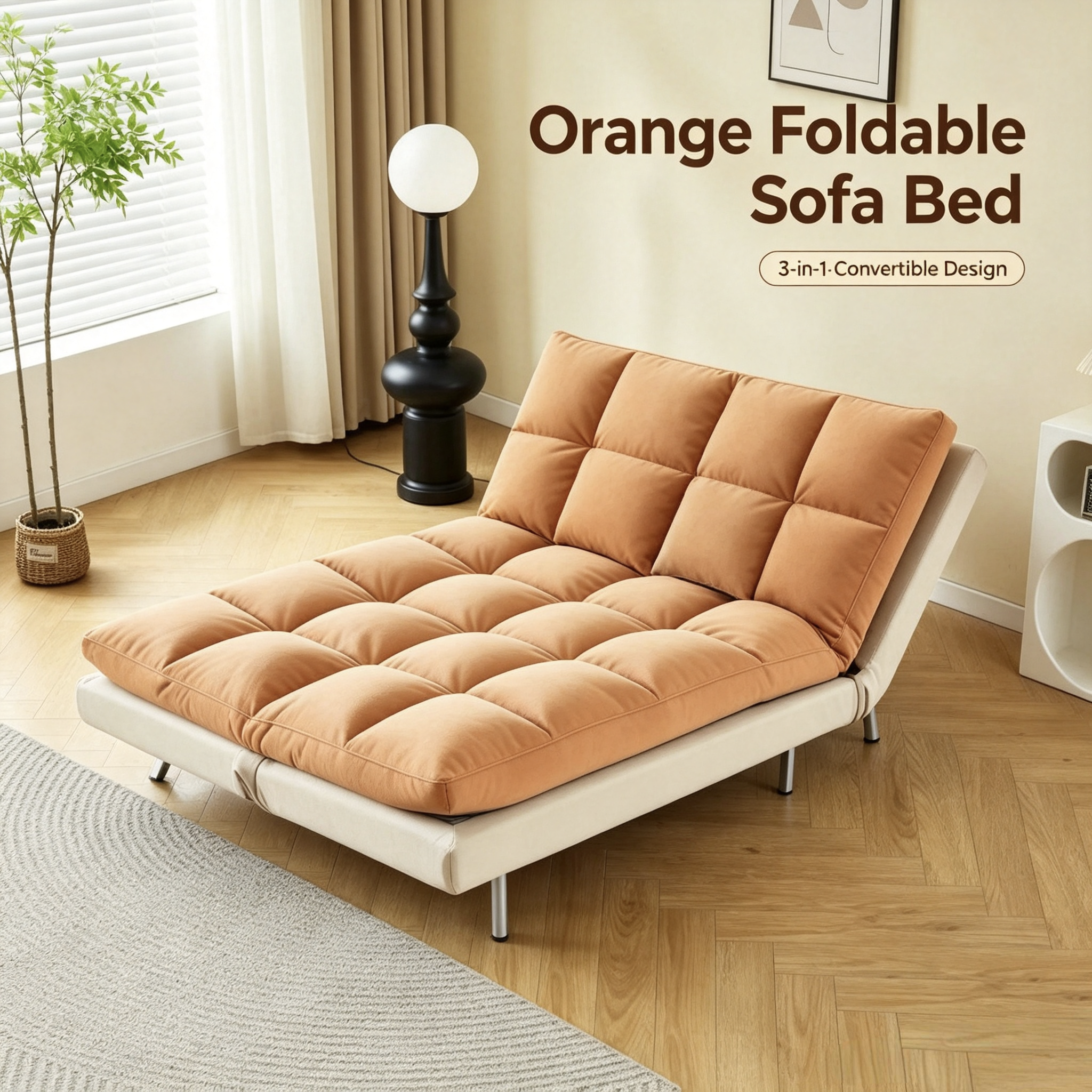 Hot Sale Modern Minimalist Space-Saving 3-in-1 Folding Sofa Bed with Adjustable Backrest Fabric for Living Room Bedroom