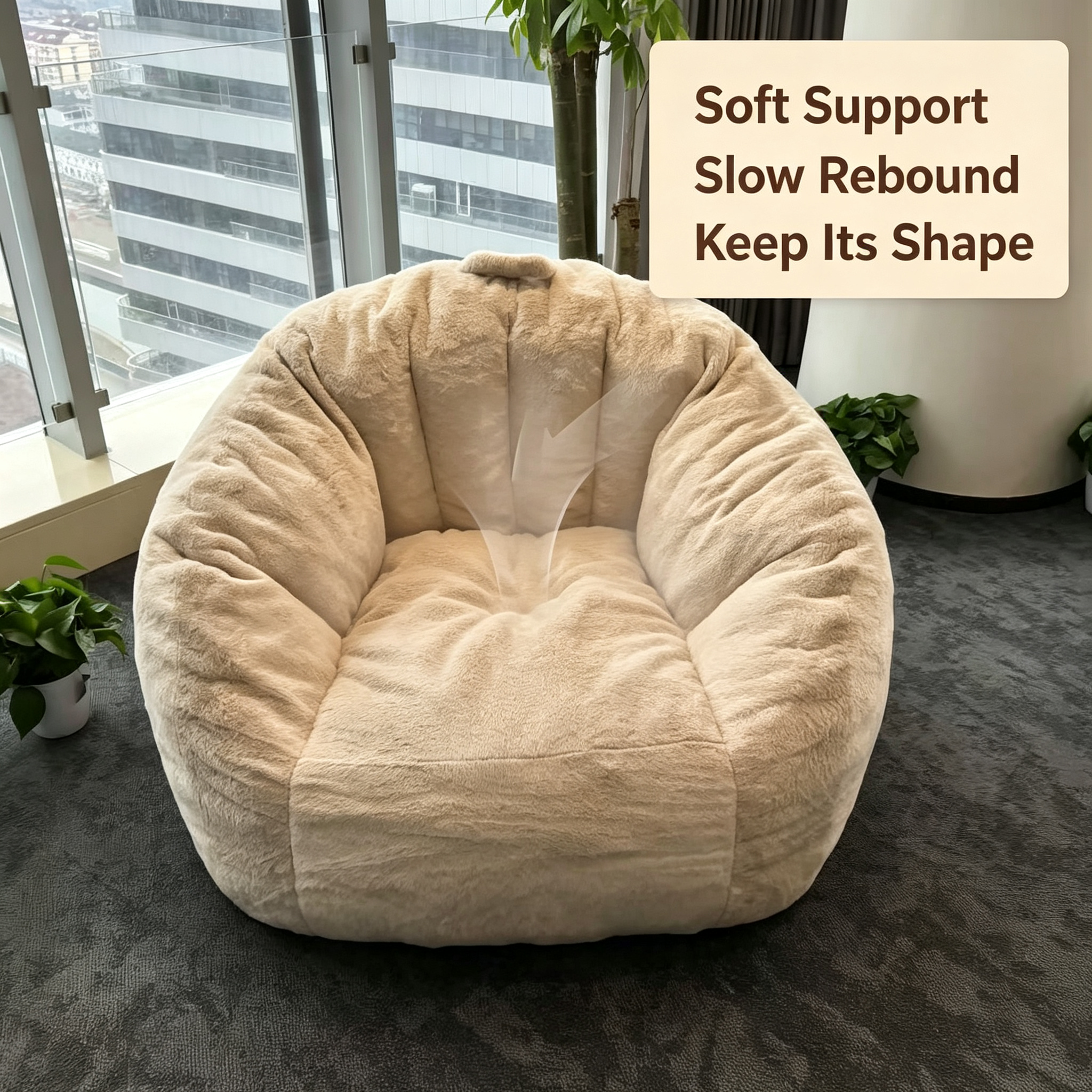 Modern Eco-Friendly Fabric Bean Bag Chair Convertible Sofa Bed with Removable Cover Sponge Filling for Living Room Bedroom