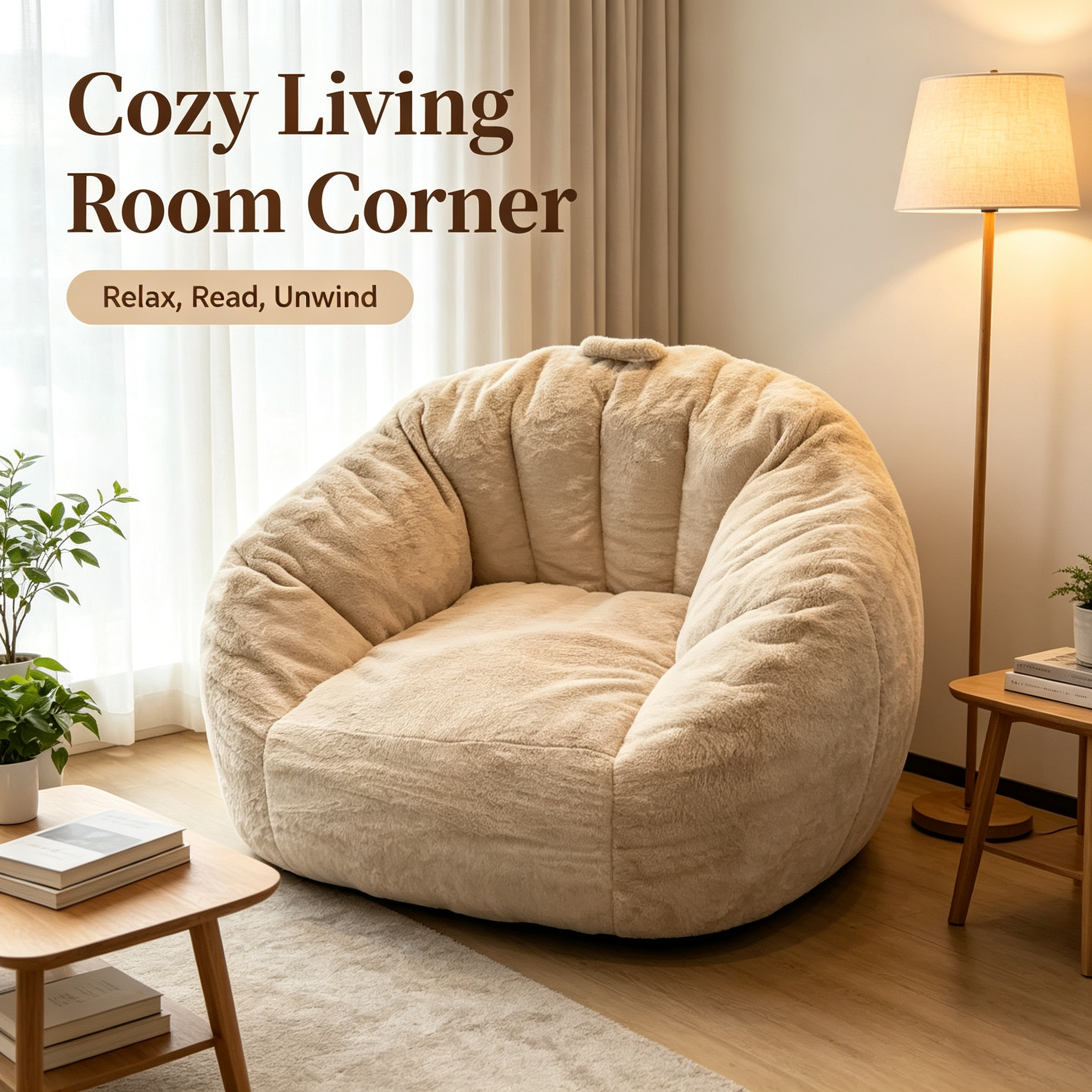 Modern Eco-Friendly Fabric Bean Bag Chair Convertible Sofa Bed with Removable Cover Sponge Filling for Living Room Bedroom
