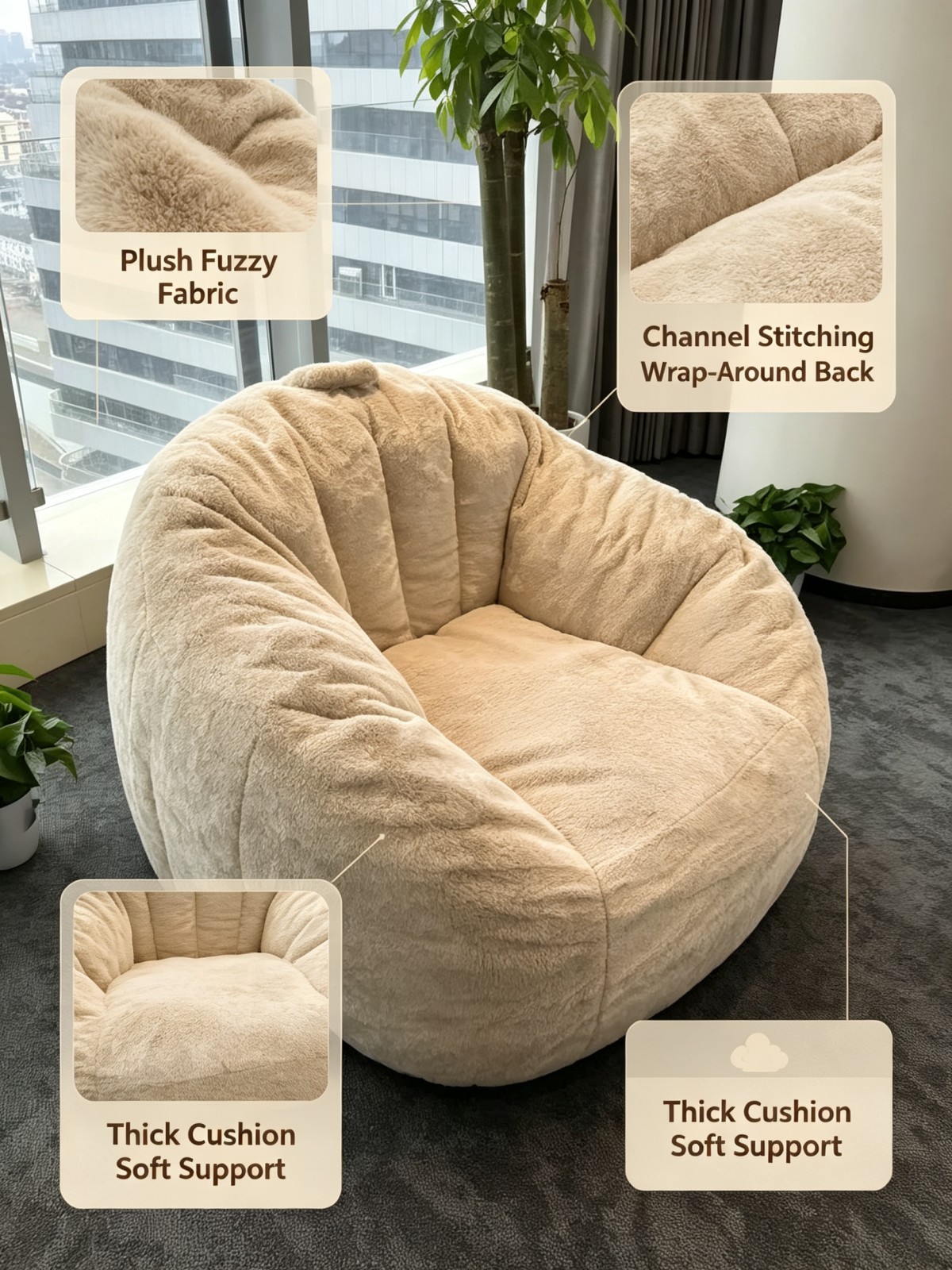 微信图片_20260914153945_146_4 Modern Eco-Friendly Fabric Bean Bag Chair Convertible Sofa Bed with Removable Cover Sponge Filling for Living Room Bedroom