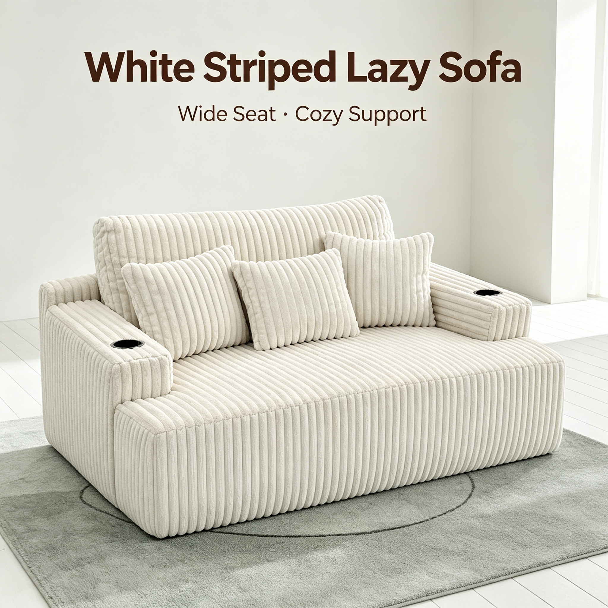 Modern Eco-Friendly Fabric Bean Bag Sofa Bed | Convertible Single Lounger with Cup Holders & Removable Cover for Living Room Bedroom