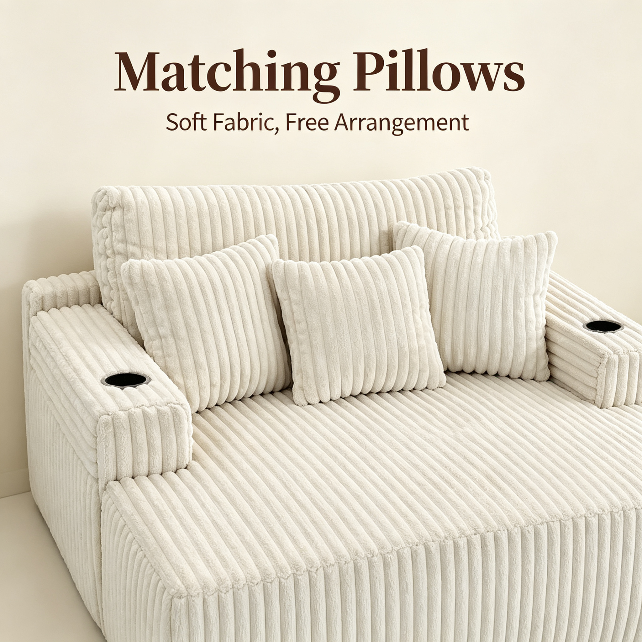 Modern Eco-Friendly Fabric Bean Bag Sofa Bed | Convertible Single Lounger with Cup Holders & Removable Cover for Living Room Bedroom