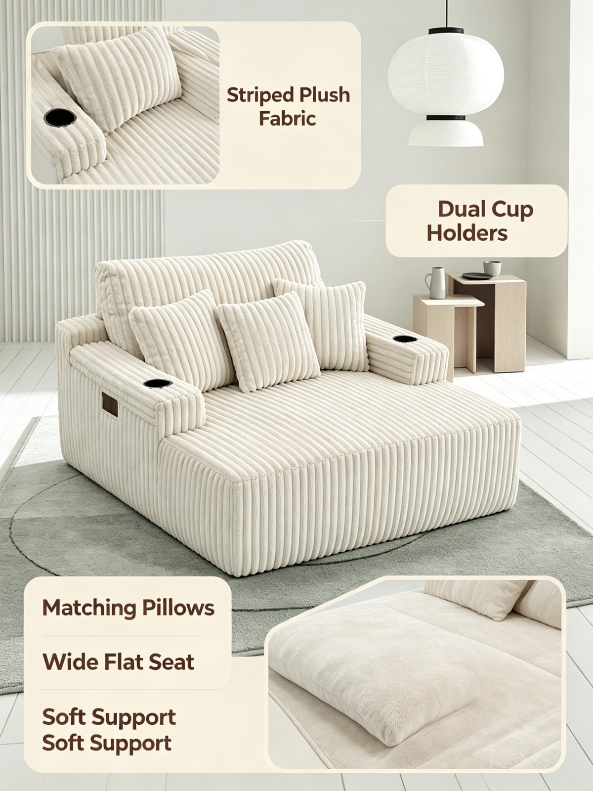 微信图片_20260914171602_154_4 Modern Eco-Friendly Fabric Bean Bag Sofa Bed | Convertible Single Lounger with Cup Holders & Removable Cover for Living Room Bedroom