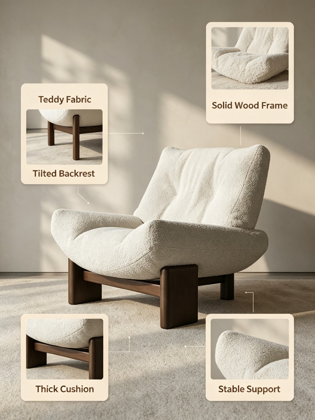 Adjustable Leisure Sofa Chair | Modern Ergonomic Spine Protection Waterproof Fabric for Home Office Dining Room