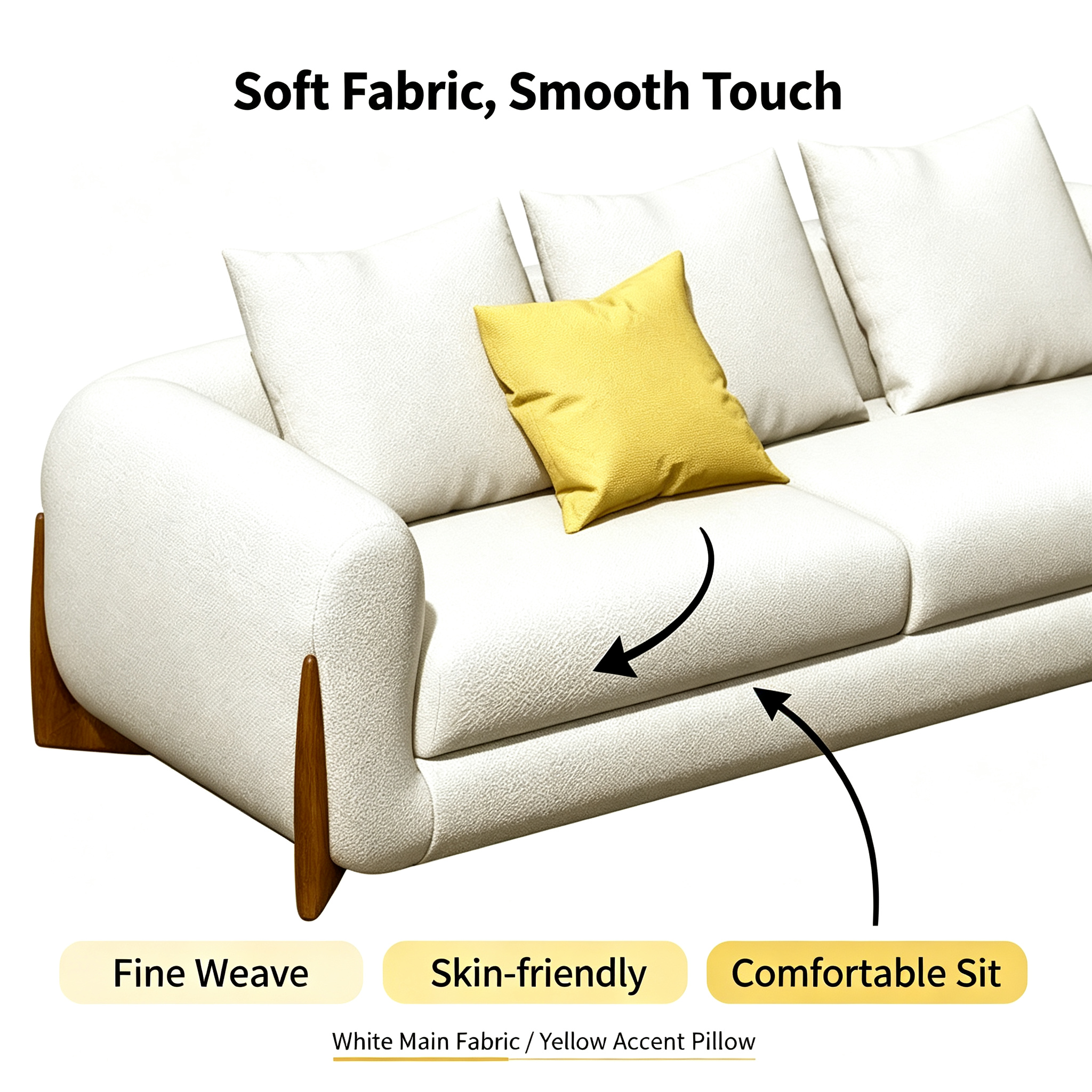 Nordic Modern Modular Fabric Sofa Set with Fleece Upholstery for Apartment Living Room