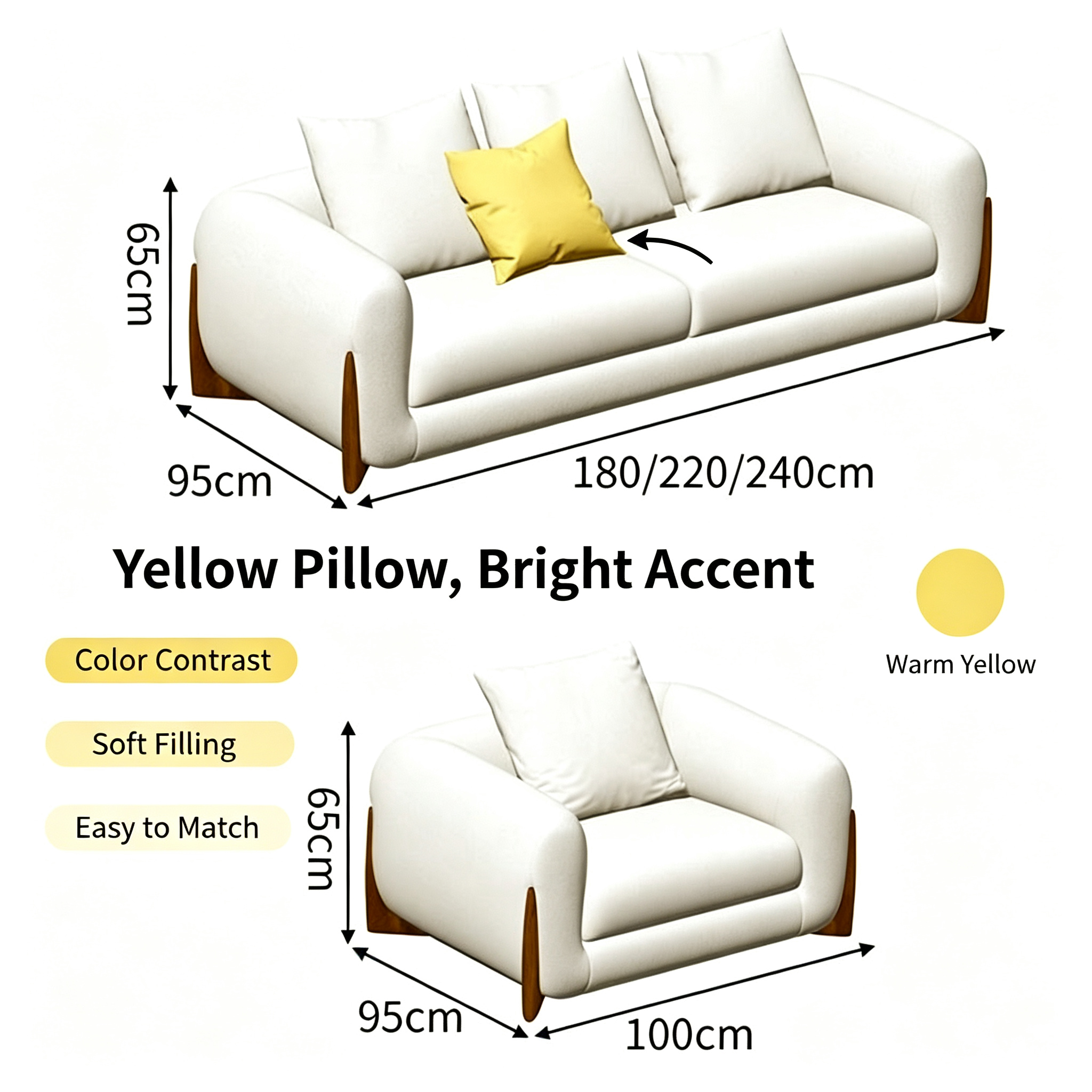 Nordic Modern Modular Fabric Sofa Set with Fleece Upholstery for Apartment Living Room