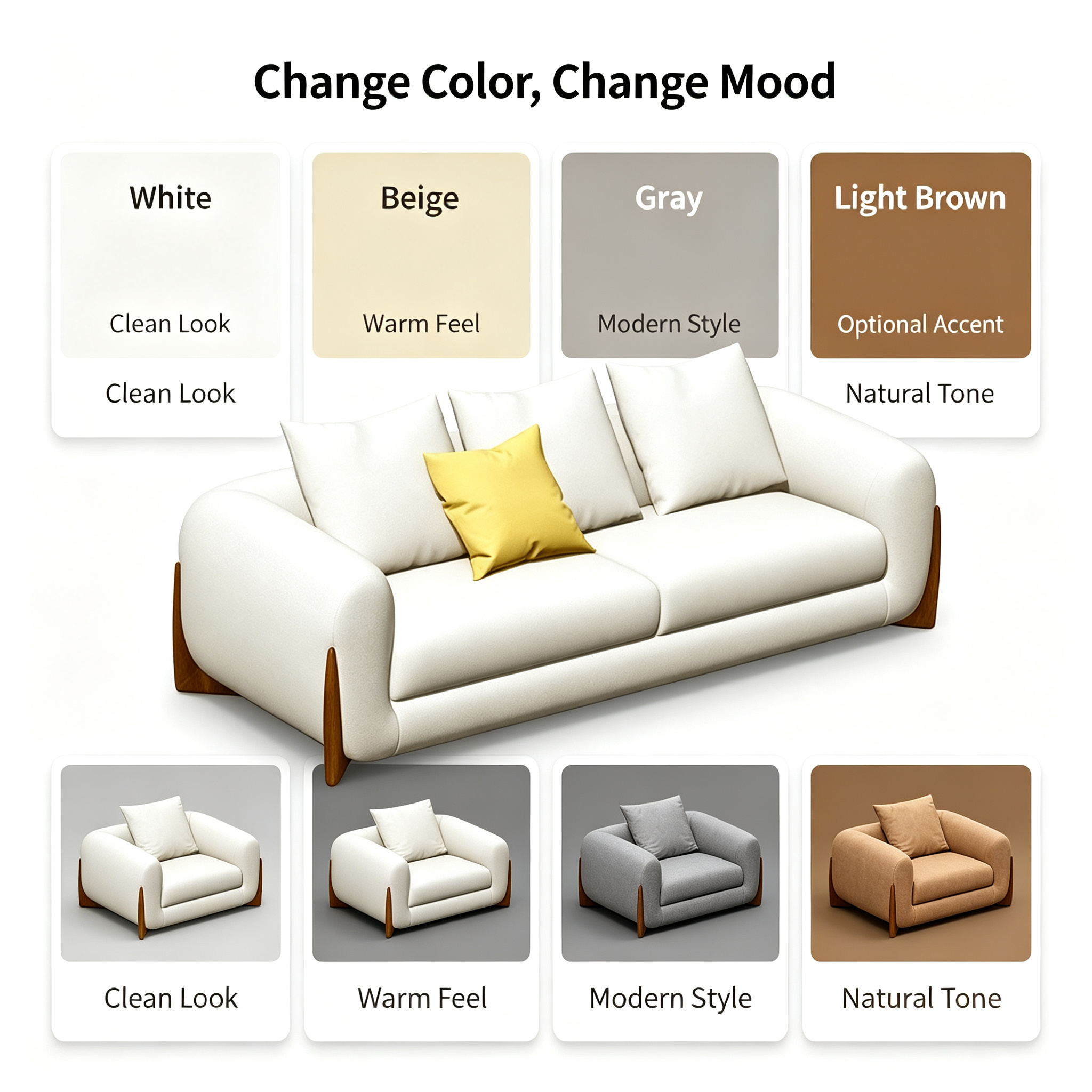 Nordic Modern Modular Fabric Sofa Set with Fleece Upholstery for Apartment Living Room