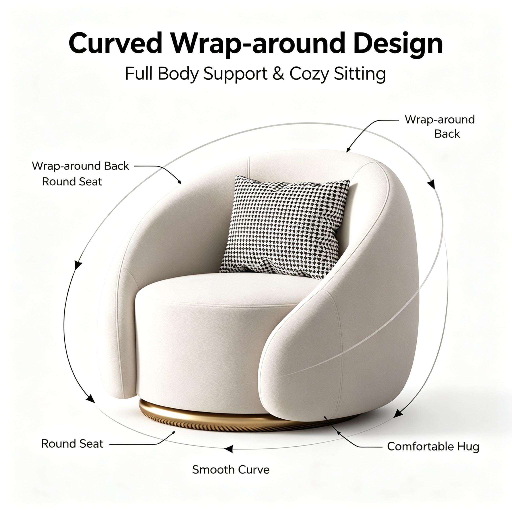 Single Swivel Sofa Chair | Accessible Luxury Leisure Living Room Furniture in Velvet or Lambswool