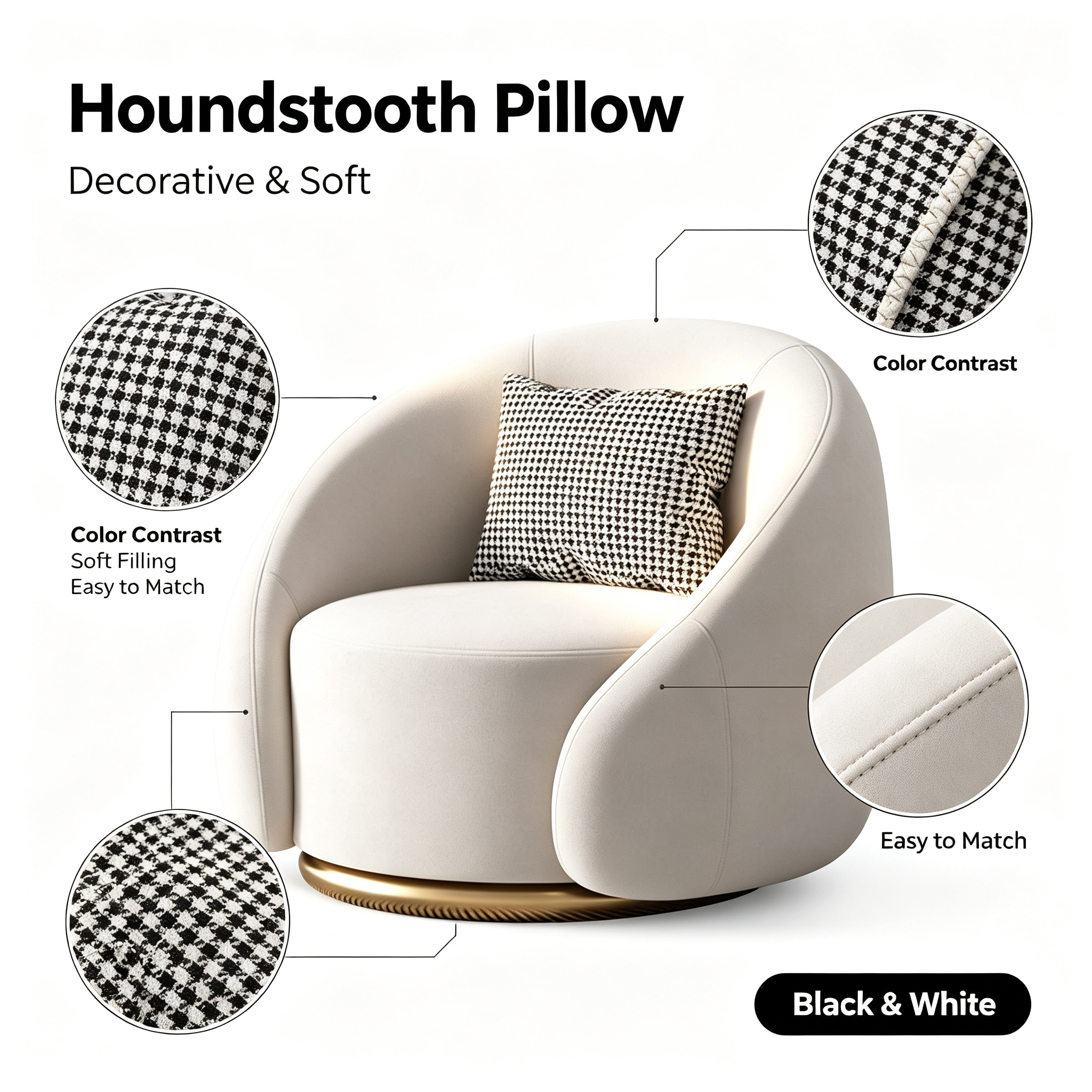 Single Swivel Sofa Chair | Accessible Luxury Leisure Living Room Furniture in Velvet or Lambswool