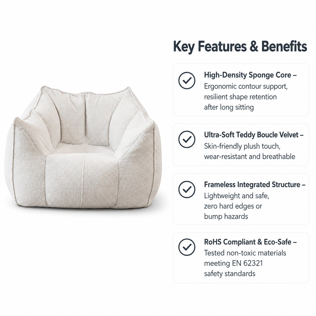 微信图片_20260918093210_344_5 Modern European Design Teddy Velvet Bean Bag Lazy Sofa with Sponge Filling for Single Use