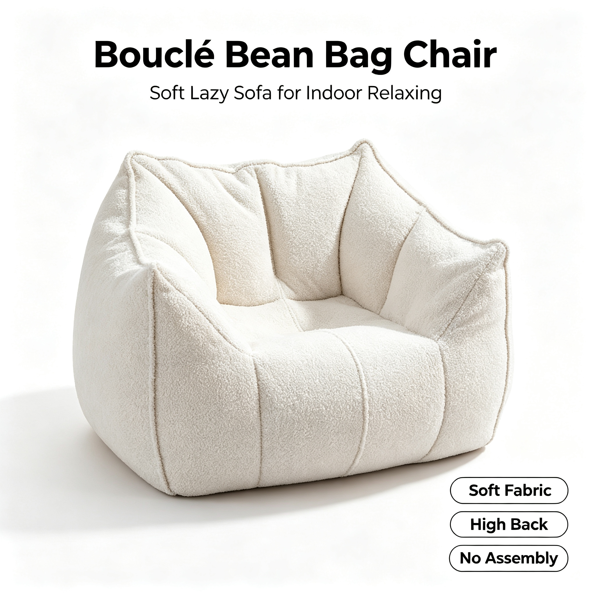 Modern European Design Teddy Velvet Bean Bag Lazy Sofa with Sponge Filling for Single Use